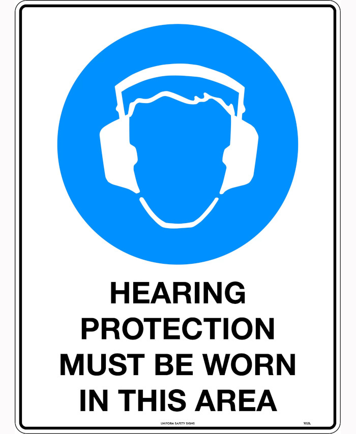 200mm Disc - Self Adhesive - Hearing Protection Pictogram - Uniform ...