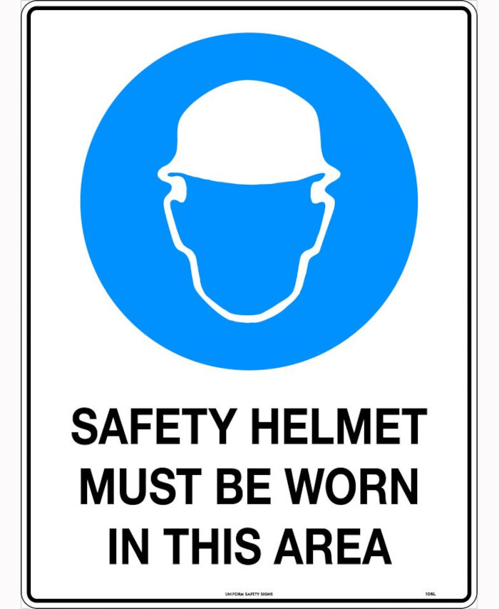 600x400mm - Corflute - Safety Helmet Must be Worn in This Area ...