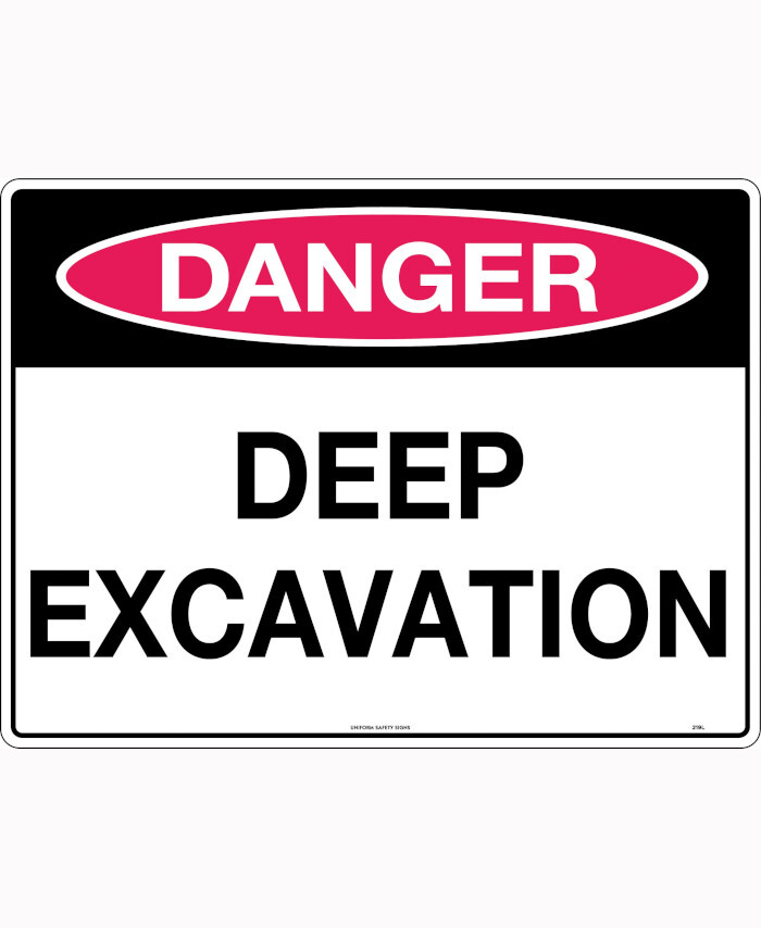 600x400mm - Corflute - Danger Deep Excavation - Uniform Safety Signs