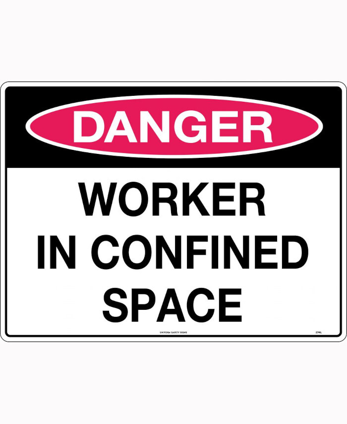 600x400mm - Corflute - Danger Worker in Confined Space - Uniform Safety ...