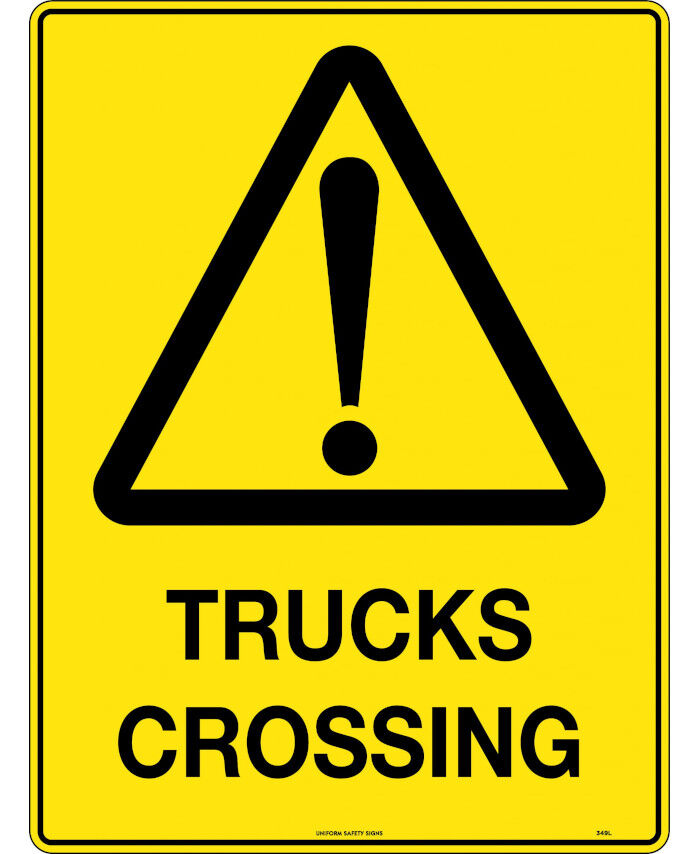 600x400mm - Corflute - Trucks Crossing - Uniform Safety Signs