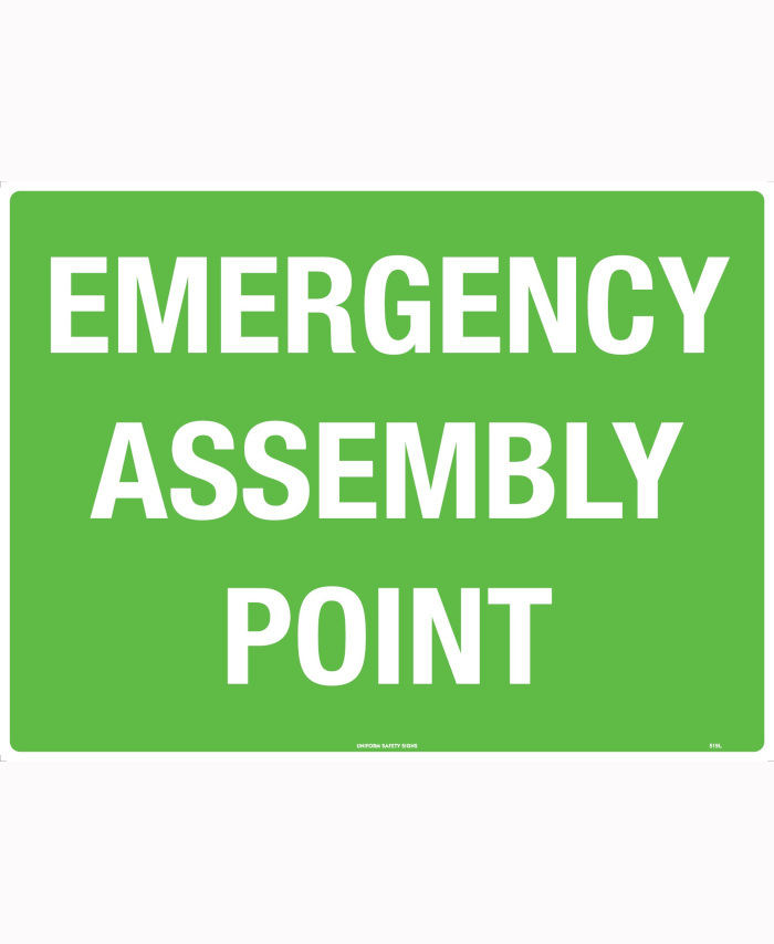 600x400mm Corflute Emergency Assembly Point Uniform Safety Signs