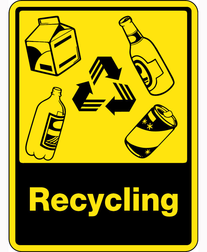300x225mm Self Adhesive Recycling [WIth Bottles & Cans Recycling