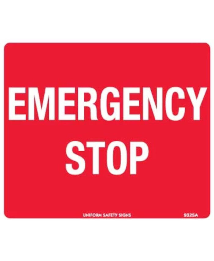 90x55mm - Self Adhesive - Sheet of 10 - Emergency Stop - Uniform Safety ...
