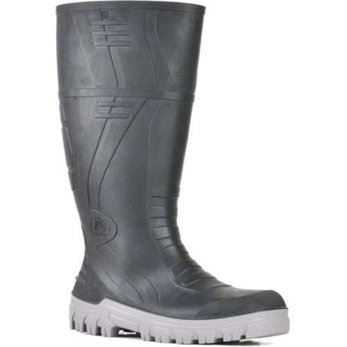 WORKWEAR, SAFETY & CORPORATE CLOTHING SPECIALISTS Jobmaster 3 Gumboots - Black / Grey PVC 400mm Safety Gumboot