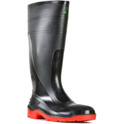 WORKWEAR, SAFETY & CORPORATE CLOTHING SPECIALISTS - Utility Gumboots - Utility 400 - Black / Red PVC 400mm Safety Toe Gumboot