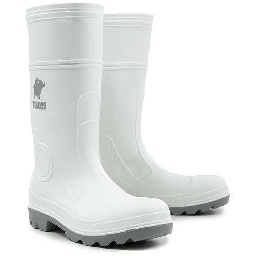 WORKWEAR, SAFETY & CORPORATE CLOTHING SPECIALISTS - MOHAWK PVC NITRILE GUMBOOT WHITE WITH GREY SOLE