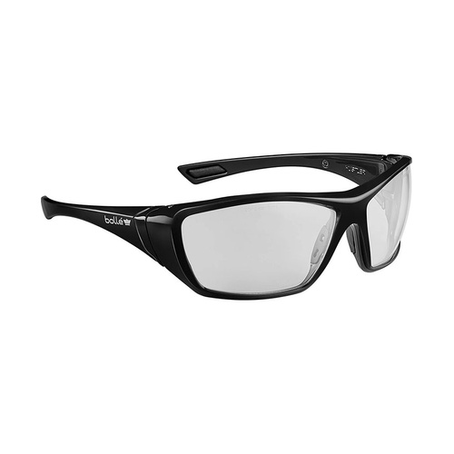 WORKWEAR, SAFETY & CORPORATE CLOTHING SPECIALISTS HUSTLER Platinum Lite AS/AF Clear Lens Black Frame Go Green