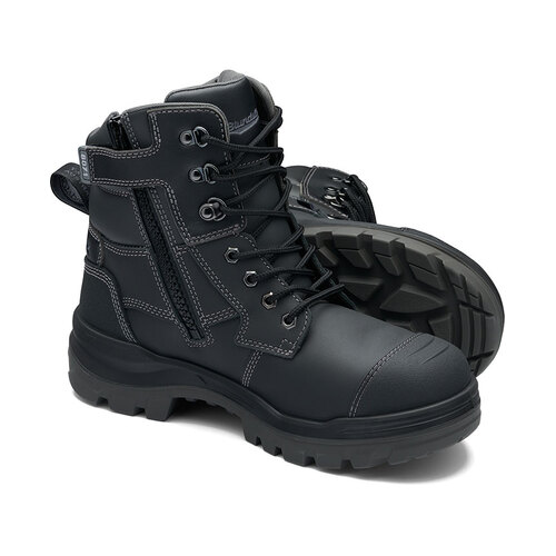 WORKWEAR, SAFETY & CORPORATE CLOTHING SPECIALISTS - 8071 - RotoFlex Black water-resistant Platinum leather 150mm zip sided safety boot