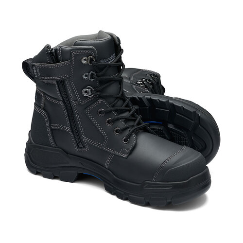 WORKWEAR, SAFETY & CORPORATE CLOTHING SPECIALISTS - 9061 - RotoFlex Black water-resistant Platinum leather 150mm zip sided safety boot