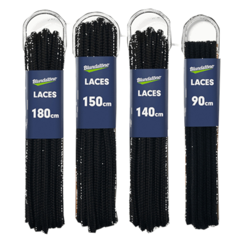 WORKWEAR, SAFETY & CORPORATE CLOTHING SPECIALISTS Laces - round, black, polyester. 150cm length for sizes 8 - 13