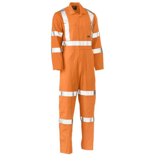 WORKWEAR, SAFETY & CORPORATE CLOTHING SPECIALISTS - X TAPED HI VIS LIGHTWEIGHT DRILL RAIL COVERALL