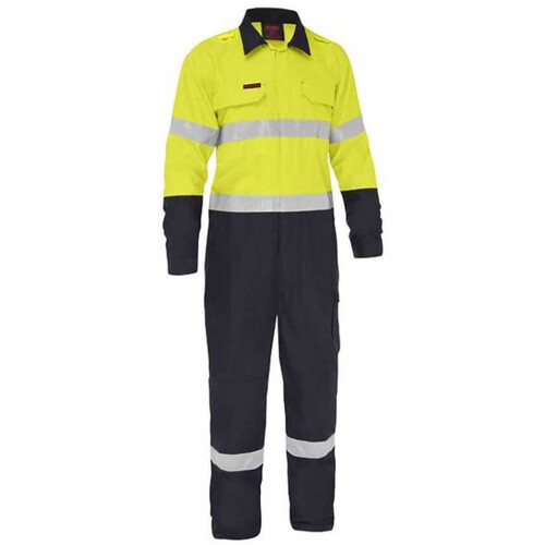 WORKWEAR, SAFETY & CORPORATE CLOTHING SPECIALISTS - APEX 185/240 TAPED HI VIS FR RIPSTOP VENTED COMBO COVERALL