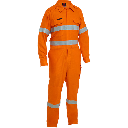 WORKWEAR, SAFETY & CORPORATE CLOTHING SPECIALISTS - Apex 160/185 Taped Hi Vis FR Ripstop Vented Coverall with Waist Zip Opening