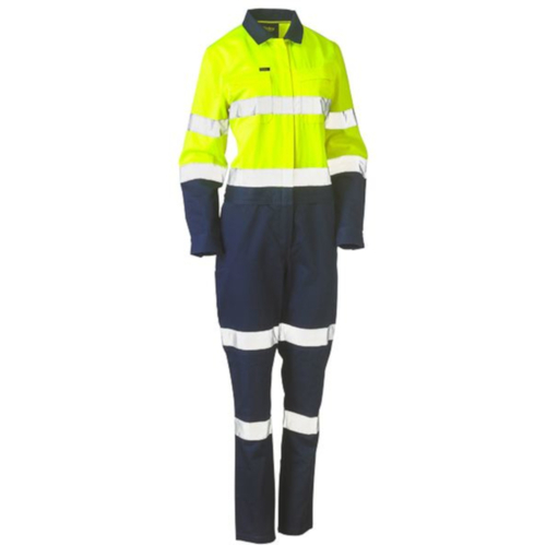 WORKWEAR, SAFETY & CORPORATE CLOTHING SPECIALISTS - WOMENS TAPED HI VIS COTTON DRILL COVERALL