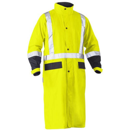 WORKWEAR, SAFETY & CORPORATE CLOTHING SPECIALISTS TAPED HI VIS LONG RAIN COAT