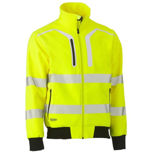 WORKWEAR, SAFETY & CORPORATE CLOTHING SPECIALISTS - TAPED HI VIS SOFT SHELL BOMBER JACKET