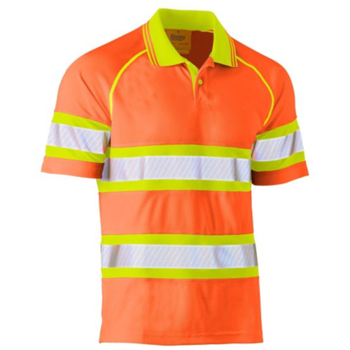 WORKWEAR, SAFETY & CORPORATE CLOTHING SPECIALISTS TAPED DOUBLE HI VIS MESH POLO - SHORT SLEEVE