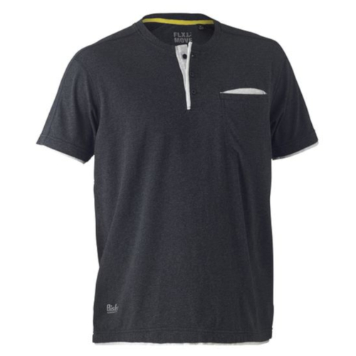WORKWEAR, SAFETY & CORPORATE CLOTHING SPECIALISTS - FLEX & MOVE  COTTON HENLEY TEE - SHORT SLEEVE