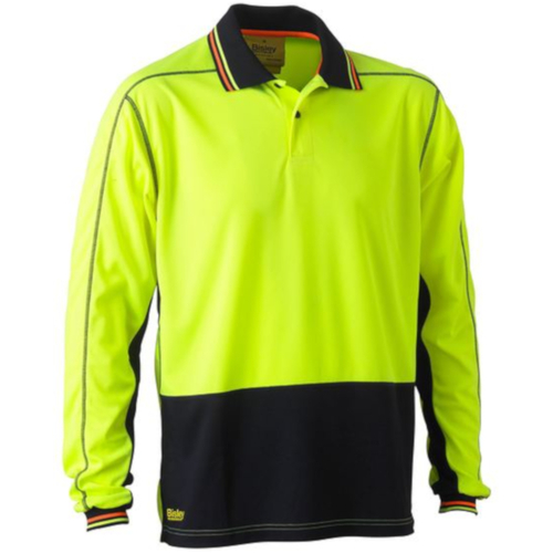 WORKWEAR, SAFETY & CORPORATE CLOTHING SPECIALISTS HI VIS POLYESTER MESH POLO - LONG SLEEVE