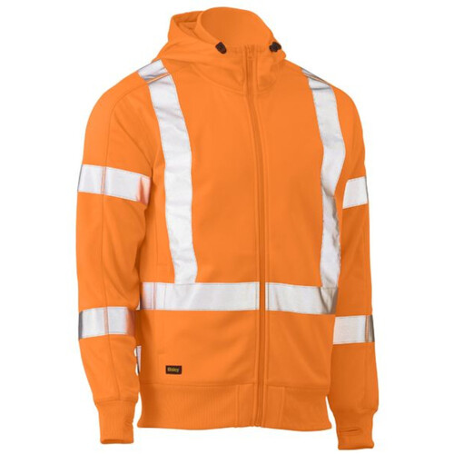 WORKWEAR, SAFETY & CORPORATE CLOTHING SPECIALISTS - X TAPED HI VIS ZIP FRONT FLEECE HOODIE