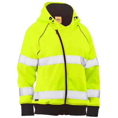 WORKWEAR, SAFETY & CORPORATE CLOTHING SPECIALISTS - WOMENS TAPED HI VIS FLEECE HOODIE