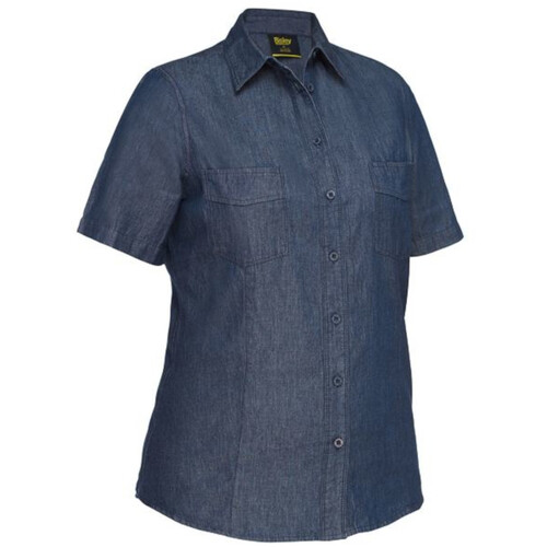 WORKWEAR, SAFETY & CORPORATE CLOTHING SPECIALISTS WOMENS SHORT SLEEVE DENIM WORK SHIRT