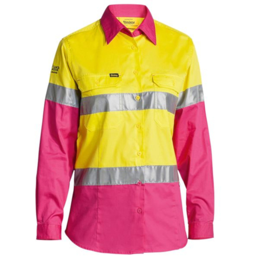 WORKWEAR, SAFETY & CORPORATE CLOTHING SPECIALISTS - WOMENS 3M TAPED COOL LIGHTWEIGHT HI VIS SHIRT - NBCF EMBROIDERY - LONG SLEEVE