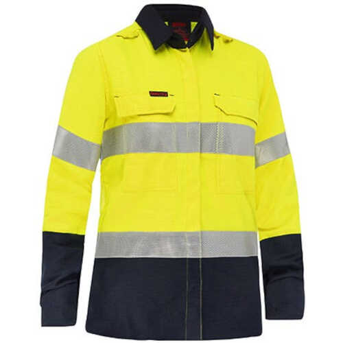 WORKWEAR, SAFETY & CORPORATE CLOTHING SPECIALISTS APEX 160 WOMEN'S TAPED HI VIS LIGHTWEIGHT FR RIPSTOP VENTED SHIRT