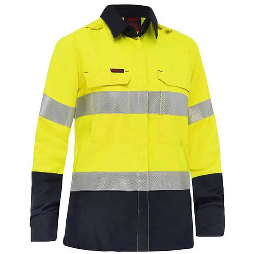 WORKWEAR, SAFETY & CORPORATE CLOTHING SPECIALISTS - APEX 185 WOMEN'S TAPED HI VIS FR VENTED SHIRT
