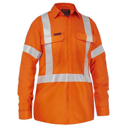 WORKWEAR, SAFETY & CORPORATE CLOTHING SPECIALISTS - APEX 185 WOMEN'S X TAPED HI VIS FR RIPSTOP VENTED SHIRT