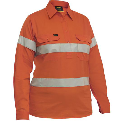 WORKWEAR, SAFETY & CORPORATE CLOTHING SPECIALISTS - Women's Taped Hi Vis Cool Lightweight Closed Front Shirt