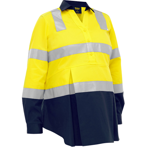 WORKWEAR, SAFETY & CORPORATE CLOTHING SPECIALISTS Women's Taped Two Tone Hi Vis Closed Front Maternity Shirt