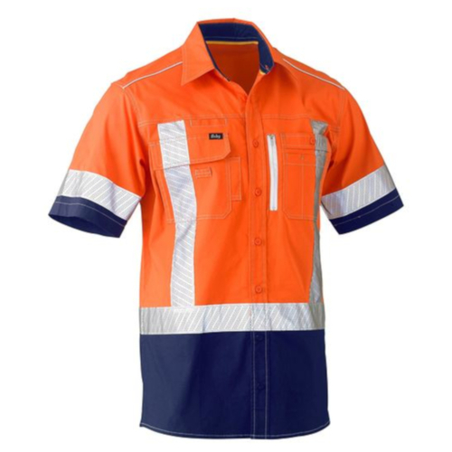 WORKWEAR, SAFETY & CORPORATE CLOTHING SPECIALISTS - FLEX & MOVE  X TAPED HI VIS UTILITY SHIRT - SHORT SLEEVE