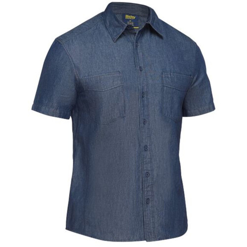 WORKWEAR, SAFETY & CORPORATE CLOTHING SPECIALISTS MENS SHORT SLEEVE DENIM WORK SHIRT