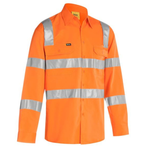 WORKWEAR, SAFETY & CORPORATE CLOTHING SPECIALISTS - TAPED BIOMOTION COOL LIGHTWEIGHT  HI VIS DRILL SHIRT - LONG SLEEVE