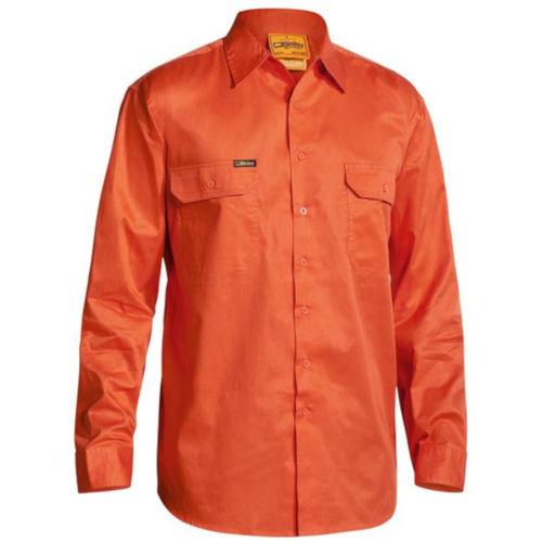 WORKWEAR, SAFETY & CORPORATE CLOTHING SPECIALISTS - COOL LIGHTWEIGHT HI VIS DRILL SHIRT - LONG SLEEVE
