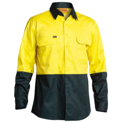 WORKWEAR, SAFETY & CORPORATE CLOTHING SPECIALISTS - COOL LIGHTWEIGHT HI VIS DRILL SHIRT LONG SLEEVE - 4 PACK