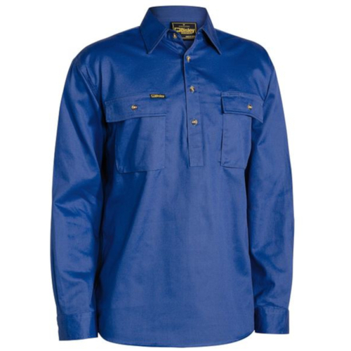 WORKWEAR, SAFETY & CORPORATE CLOTHING SPECIALISTS - CLOSED FRONT COTTON DRILL SHIRT - LONG SLEEVE