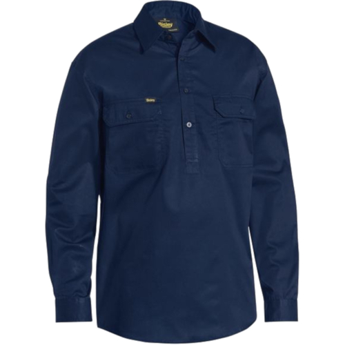 WORKWEAR, SAFETY & CORPORATE CLOTHING SPECIALISTS - CLOSED FRONT COOL LIGHTWEIGHT DRILL SHIRT - LONG SLEEVE