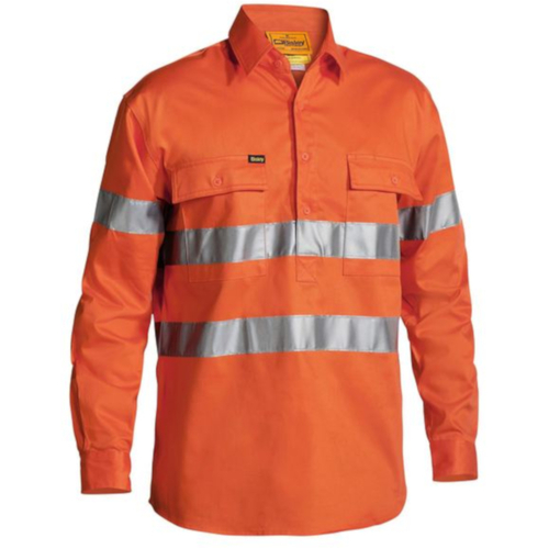 WORKWEAR, SAFETY & CORPORATE CLOTHING SPECIALISTS - 3M TAPED CLOSED FRONT HI VIS DRILL SHIRT - LONG SLEEVE