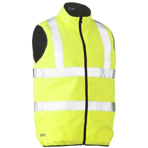 WORKWEAR, SAFETY & CORPORATE CLOTHING SPECIALISTS - TAPED HI VIS REVERSIBLE PUFFER VEST (SHOWER PROOF)