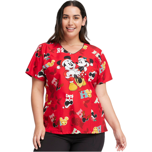 WORKWEAR, SAFETY & CORPORATE CLOTHING SPECIALISTS CHEROKEE CHRISTMAS PRINT-Mickey Holiday Cheer-2XL