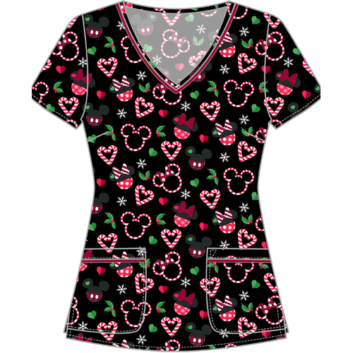 WORKWEAR, SAFETY & CORPORATE CLOTHING SPECIALISTS - CHEROKEE Print top-Peppermint holiday-Peppermint Holiday-XS