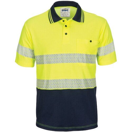 WORKWEAR, SAFETY & CORPORATE CLOTHING SPECIALISTS - HiVis Segment Taped Cotton Backed Polo- Short Sleeve