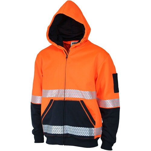 WORKWEAR, SAFETY & CORPORATE CLOTHING SPECIALISTS - HIVIS SEGMENTED TAPE FULL ZIP HOODIE