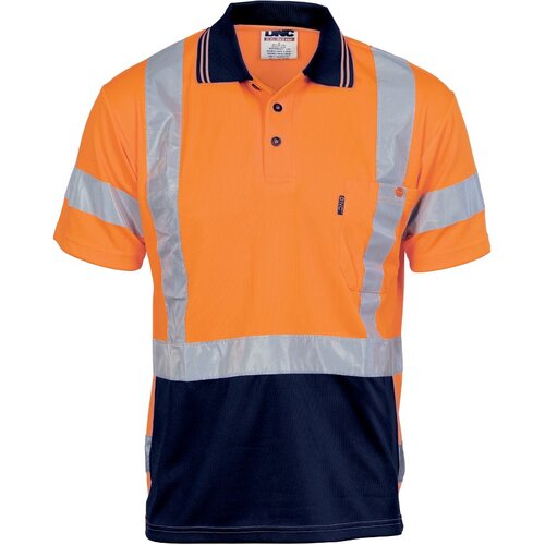 WORKWEAR, SAFETY & CORPORATE CLOTHING SPECIALISTS - HiVis D/N Cool Breathe Polo Shirt with Cross Back R/Tape - Short Sleeve