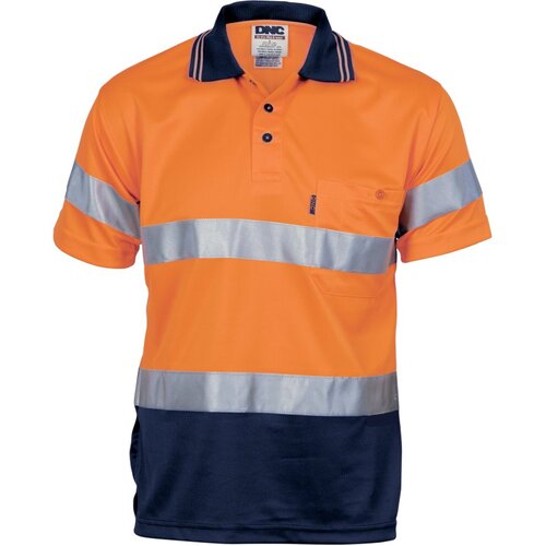 WORKWEAR, SAFETY & CORPORATE CLOTHING SPECIALISTS - HiVis D/D Cool Breathe Polo Shirt With CSR R/Tape - Short Sleeve