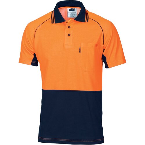 WORKWEAR, SAFETY & CORPORATE CLOTHING SPECIALISTS HiVis Cotton Backed Cool-Breeze Contrast Polo - Short Sleeve