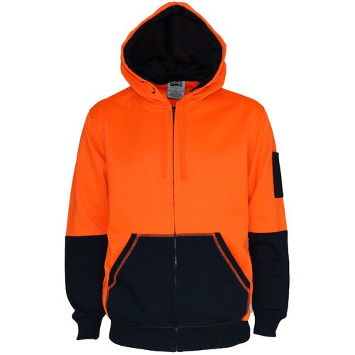 WORKWEAR, SAFETY & CORPORATE CLOTHING SPECIALISTS - Hivis 2 tone full zip super fleecy hoodie